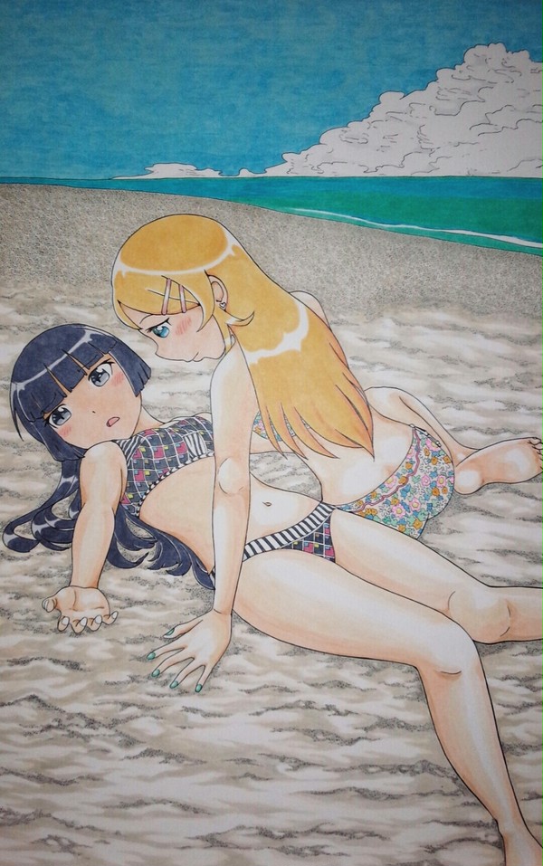 浜辺…。