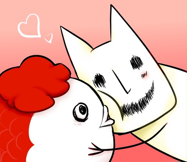 猫好好と金魚草。