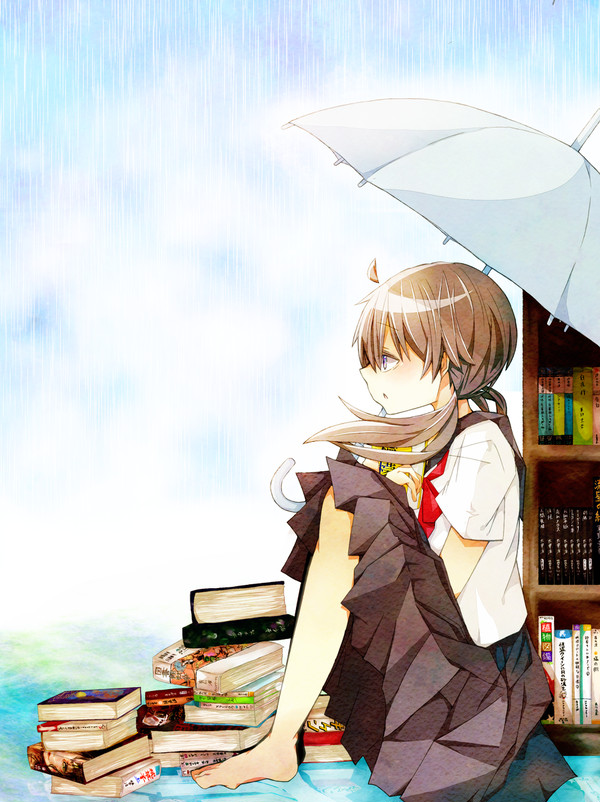 本、梅雨、文学少女。