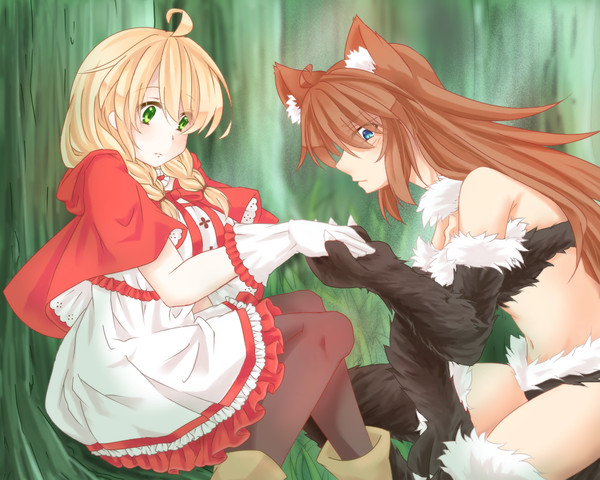 赤ずきんと狼さん。
