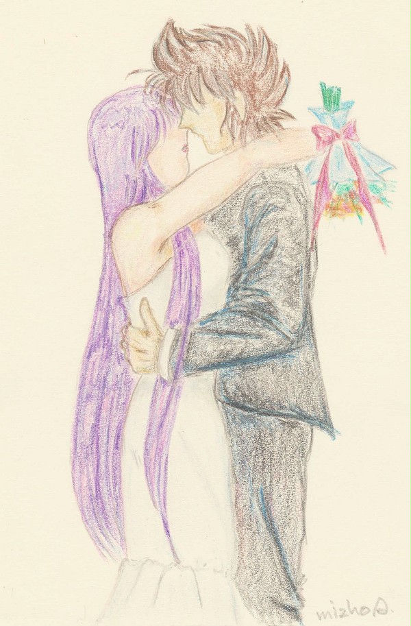 花束のお礼のキス