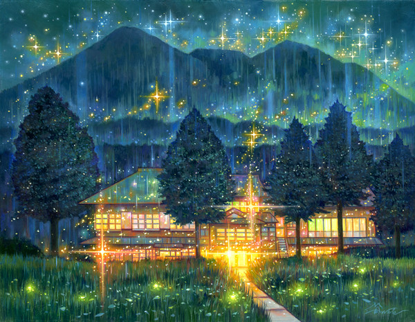 星降る山小屋の夜