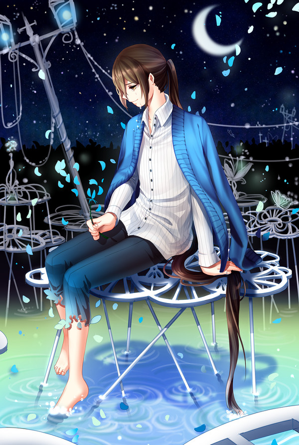 夜空の下で