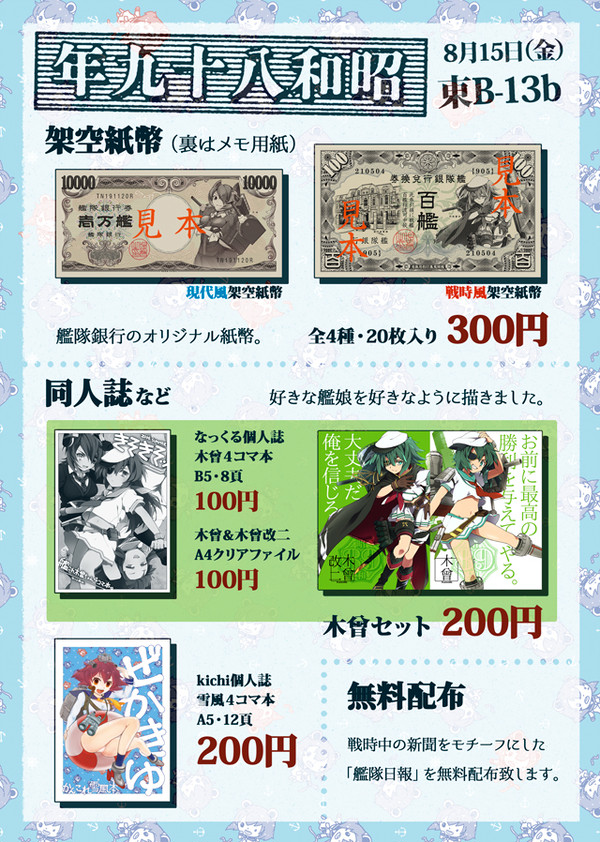 【夏コミ】1日目：東B-13b「年九十八和昭」【艦これ】