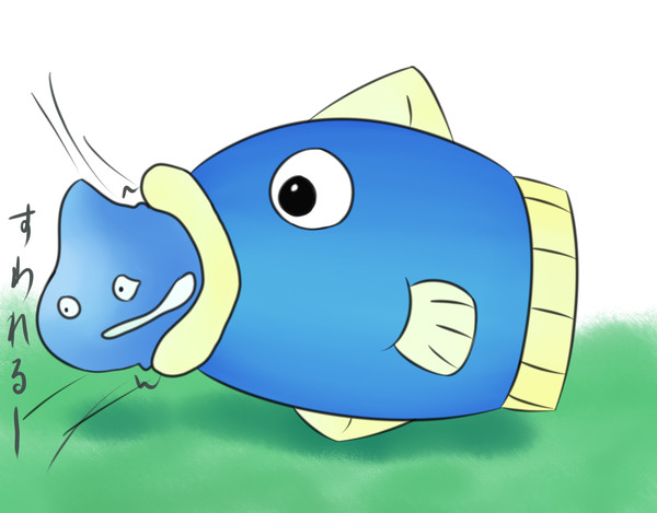吸われるスライムくん