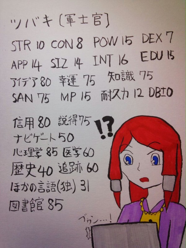 キャラクターシート　今回はツバキ！