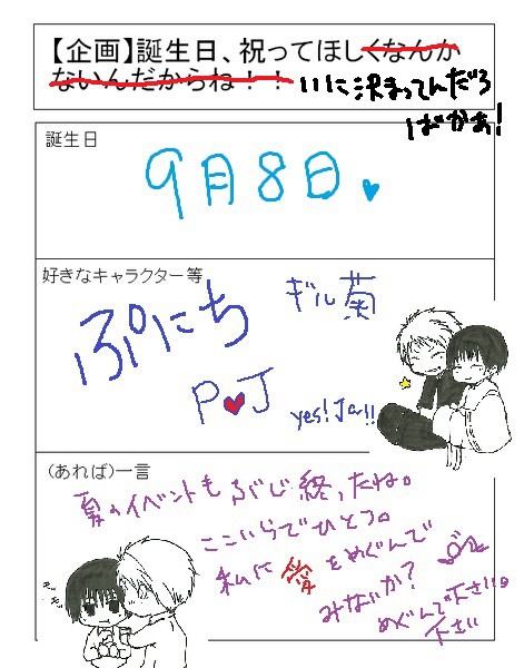 【誕生日企画】誰かお祝ってあげてください orz