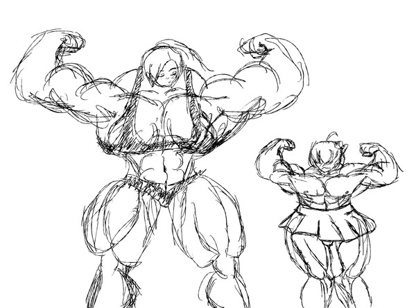 Muscle Girl and Muscle Femboy