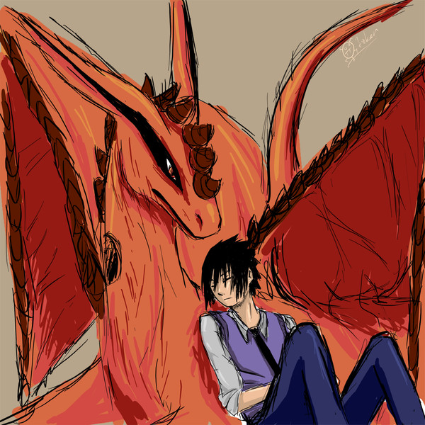 Naruto dragon and Sasuke