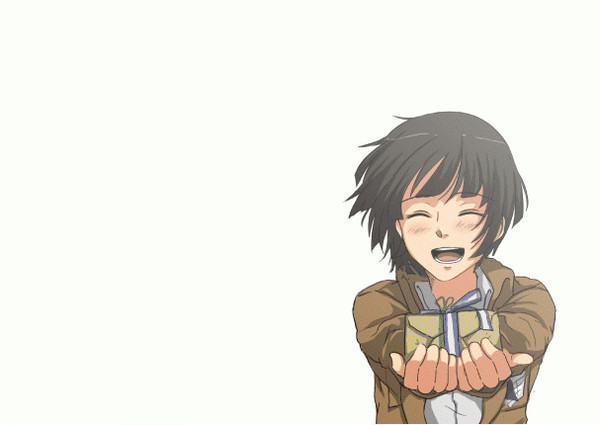 兵長とハンジ班がハンジさんをお祝いするgif