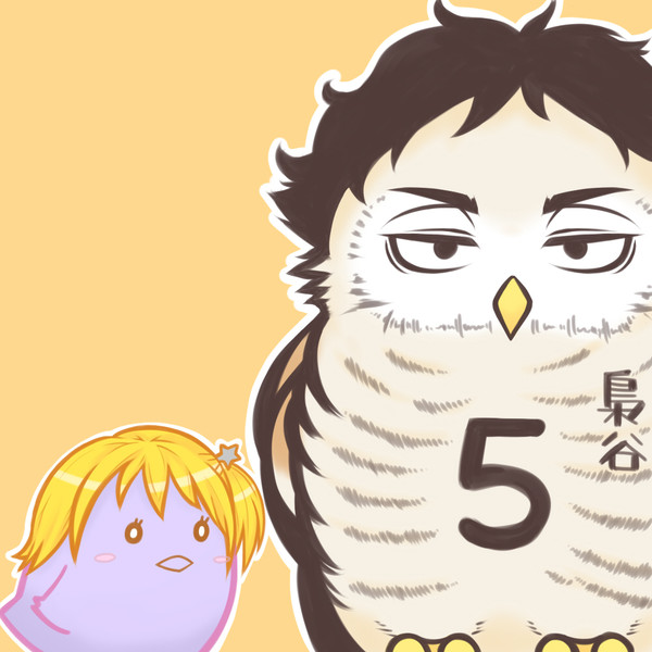アカアシフクロウとヤチガラス