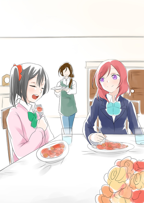 にこまき小説挿絵(食事中)