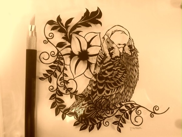 【切り絵】セキセイインコ【オリジナル】