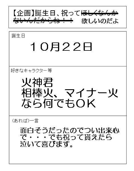 【企画】誕生日、祝ってほしくなんかないんだからね!!