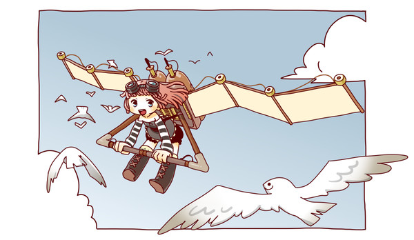 飛行少女と鳥