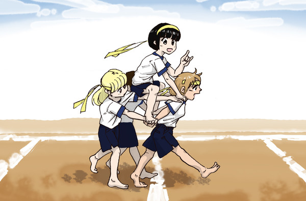 女子騎馬戦！　黄色チーム
