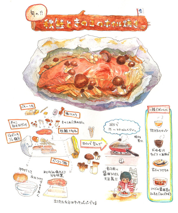 秋鮭ときのこのホイル焼き