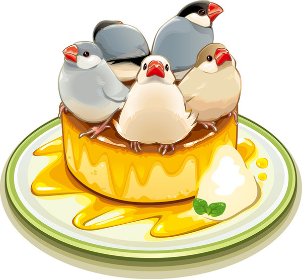 文鳥さんとパンケーキ（厚焼き）