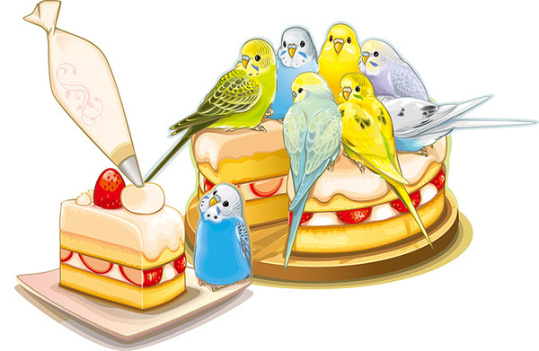 セキセイさんとケーキ