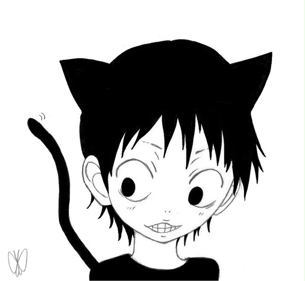 みどにゃんとちょうちょ