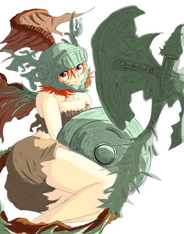 鐘のガーゴイル擬人化　色付け