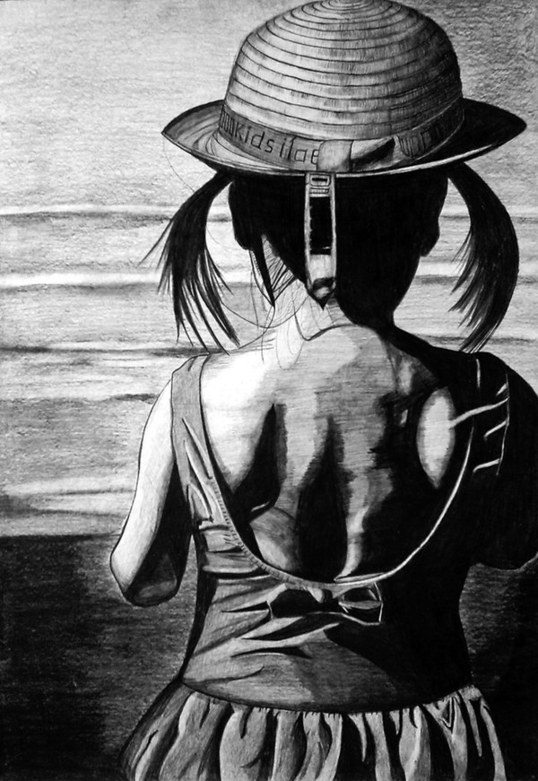 水平線を見つめる少女