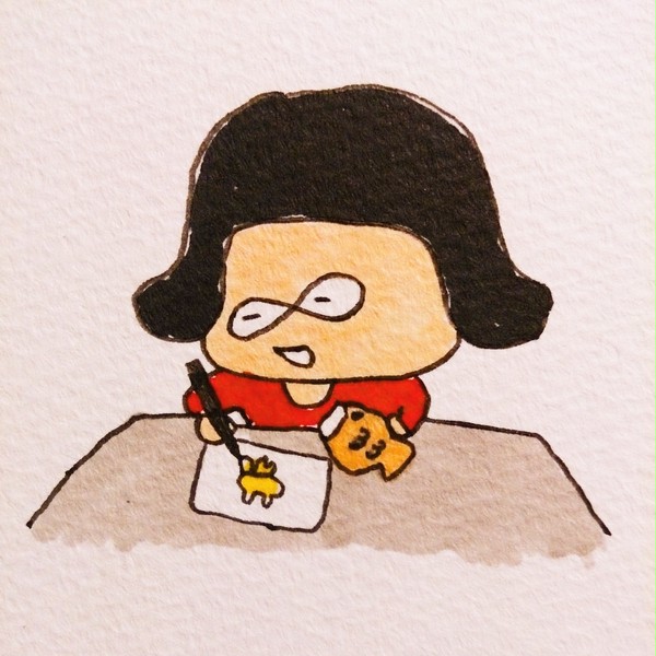 たい焼きアイスをたべながら絵を描く