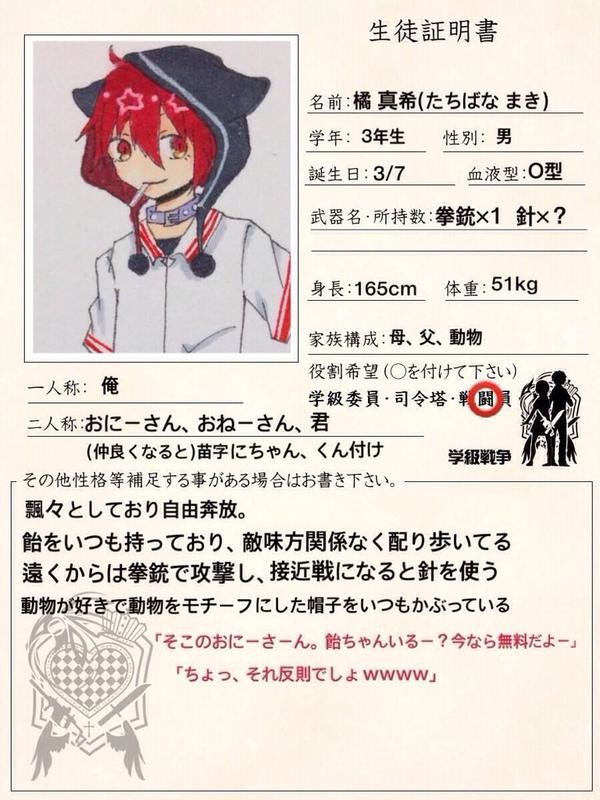 【絵描き】橘 真希【学級戦争】