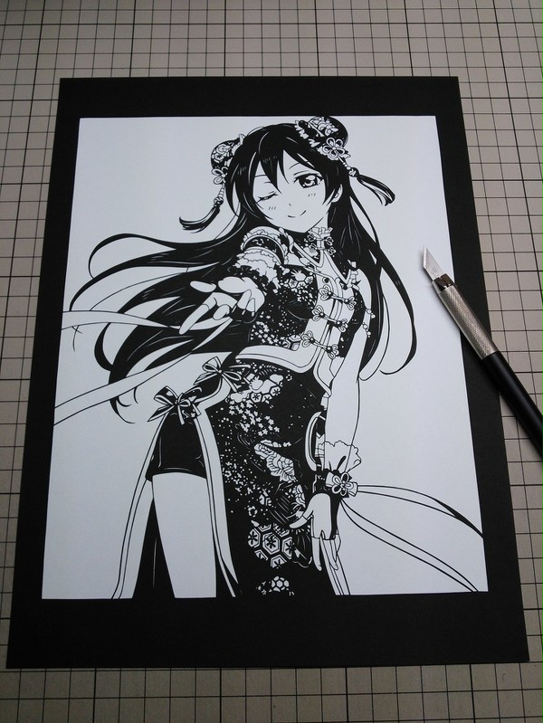 【切り絵】チャイナ海未ちゃん