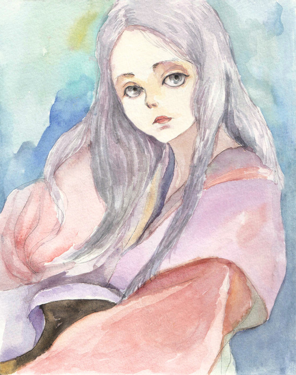 少女 水彩
