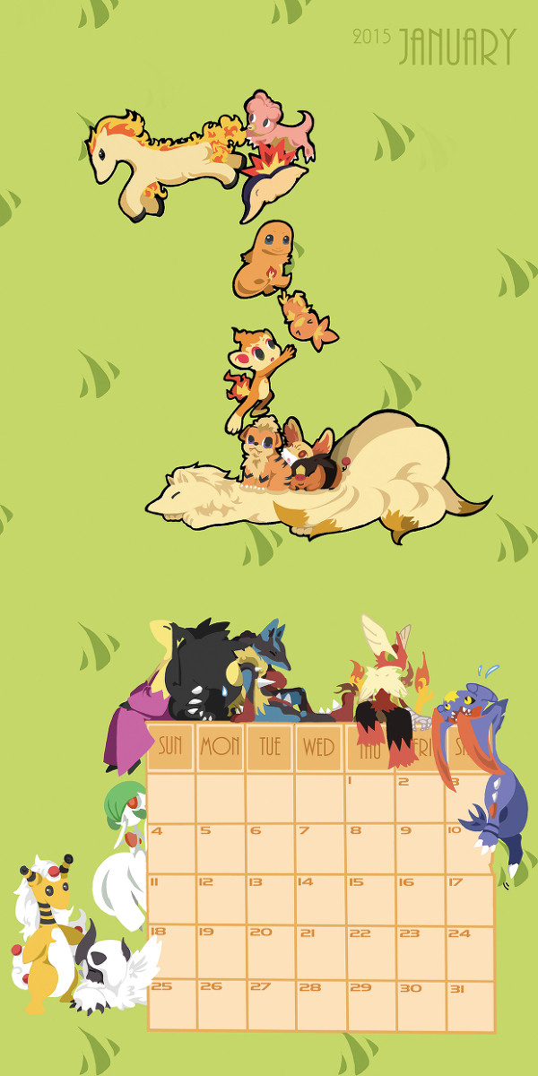 Pokemon wall calendar for 2015