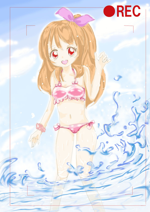 大空さん海ロケ。