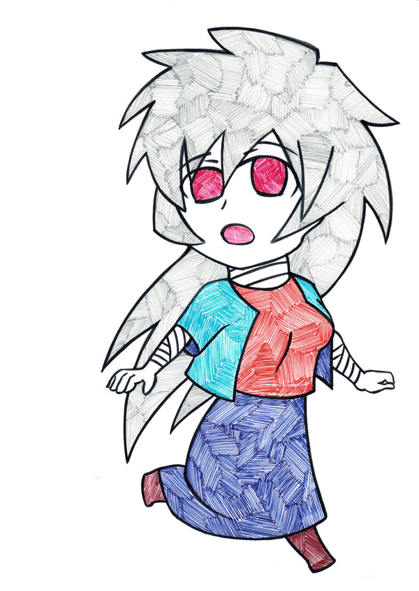 ボールペンと筆ペンで落書き
