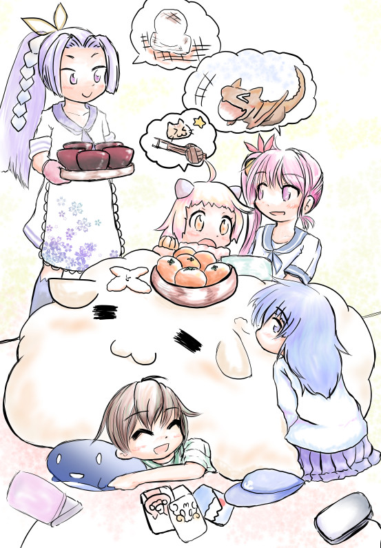 こたつでみかんな年賀状の絵