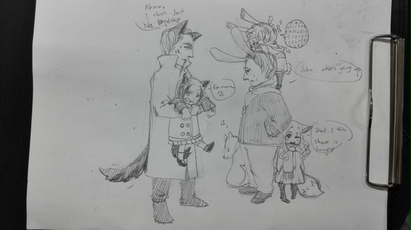 一家四口带条狗……