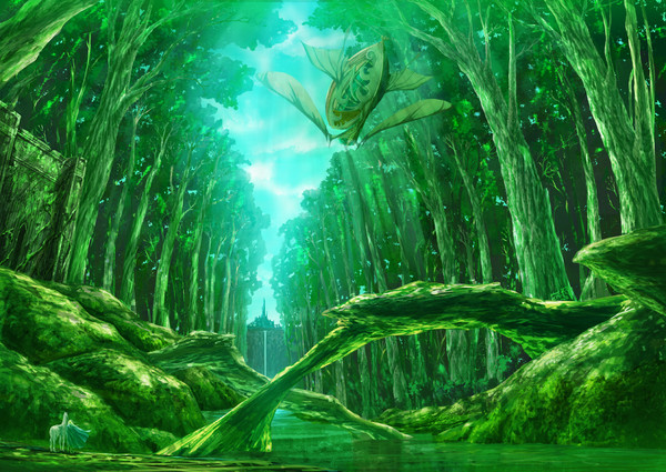 深林の緑河