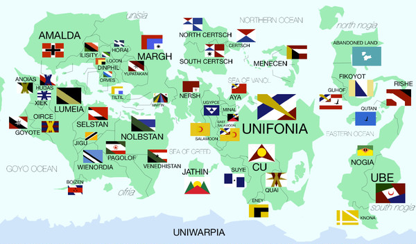 架空の世界地図 国旗付きver