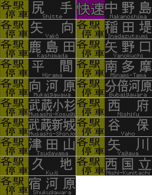 E233系8000番台 架空幕まとめ(南武線)