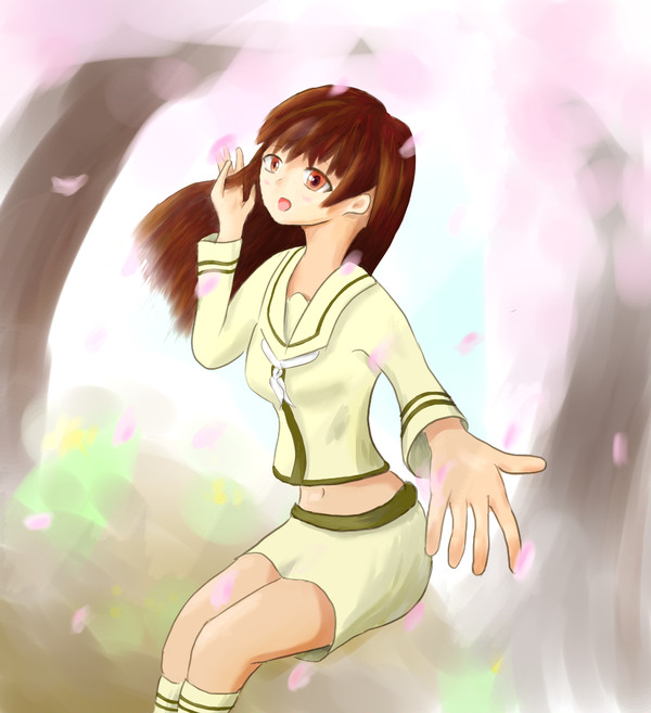 散り行く桜と大井っち