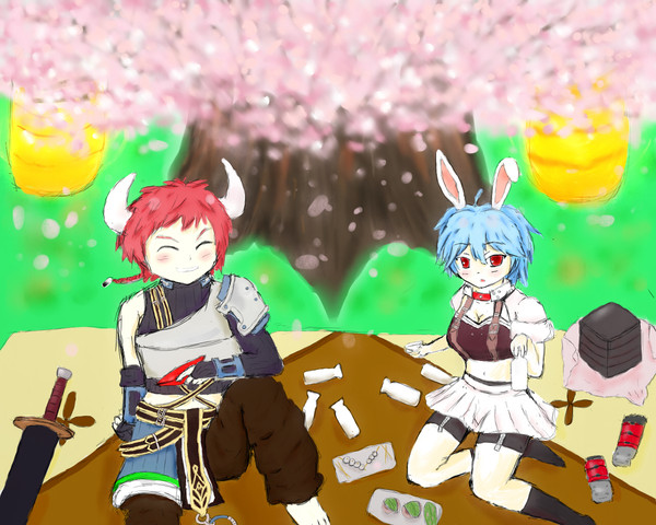 牛兎でお花見