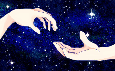 星空と手・・・みたいな？