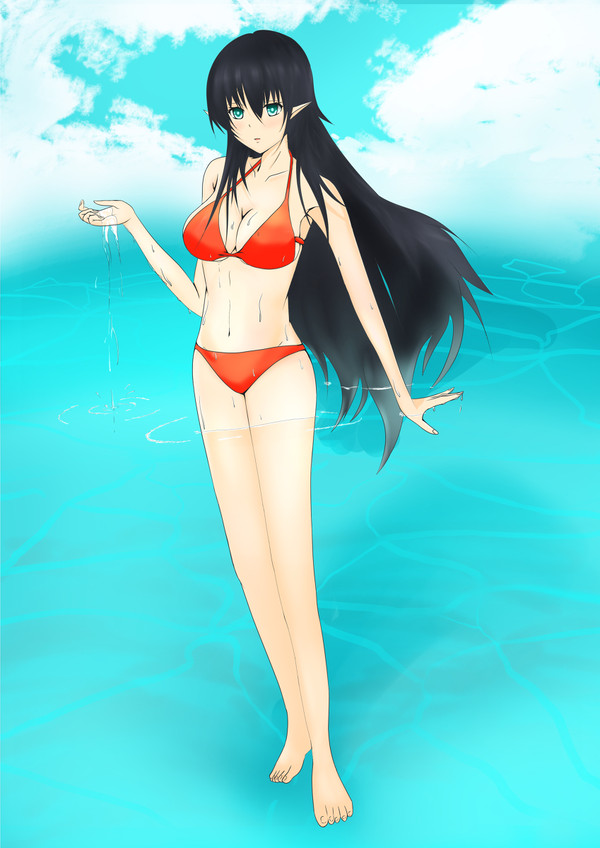 赤水着のエルフ