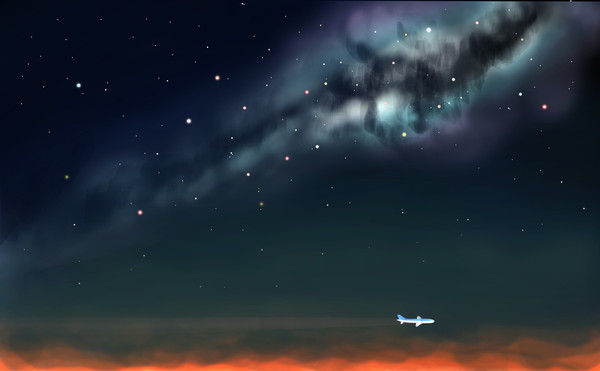 星空の下の飛行