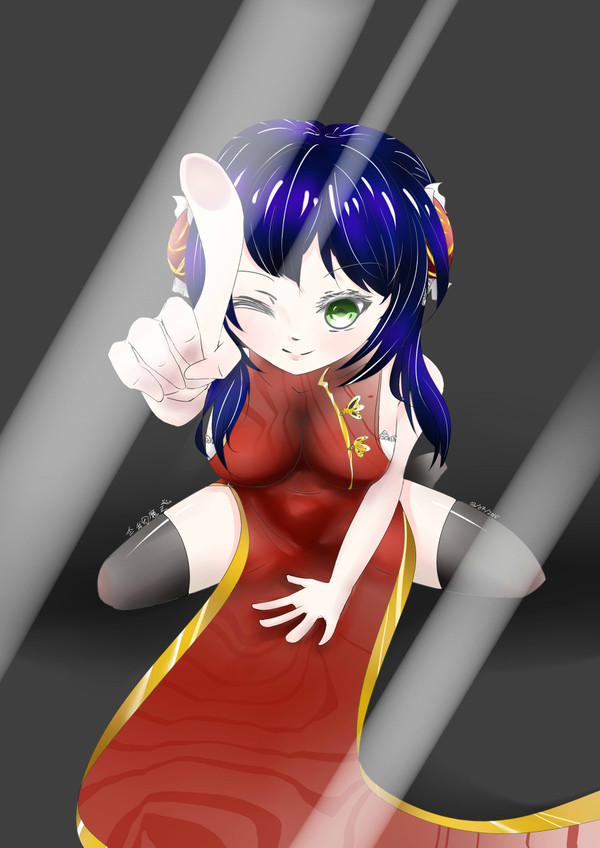 屏锁旗袍娘