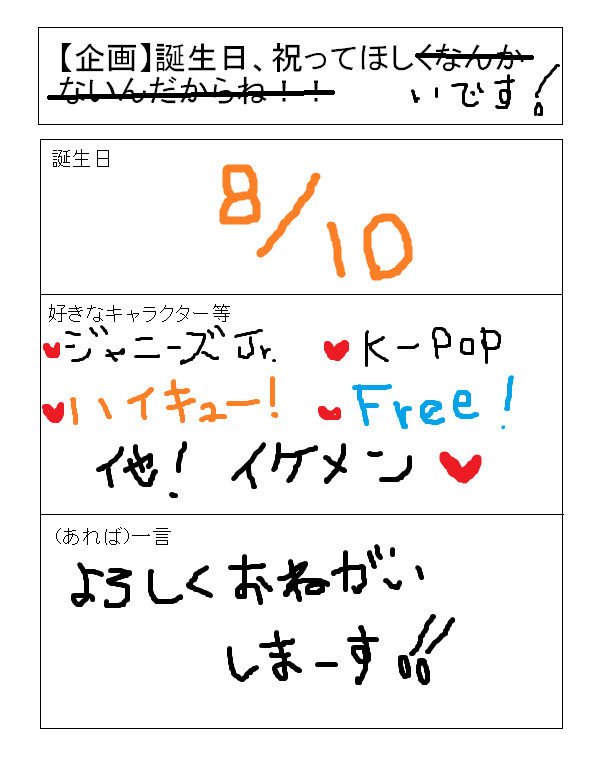 祝ってほしいです！