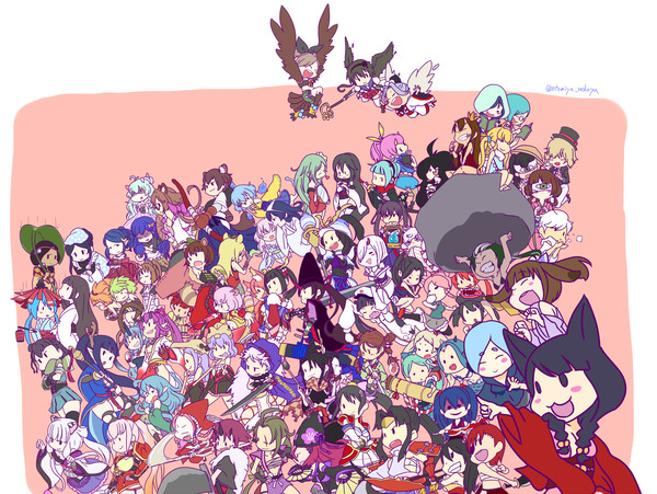 妖怪百姫たん集合絵。