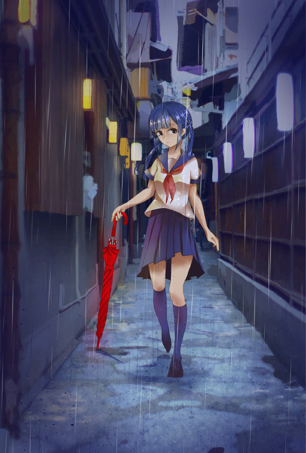 雨の中のあめおんな