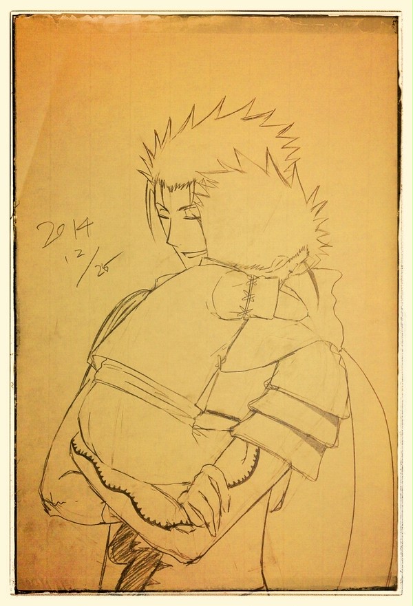 落書き 父と子。