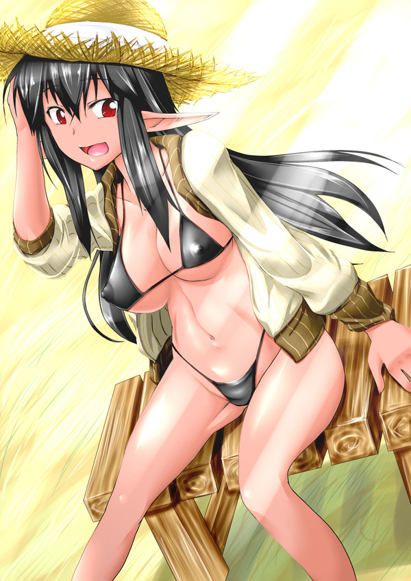 水着のエルフさん