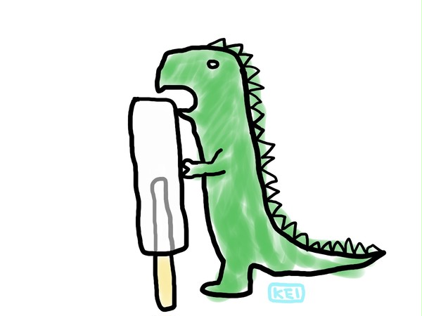 アイスを食べる恐竜(試作)